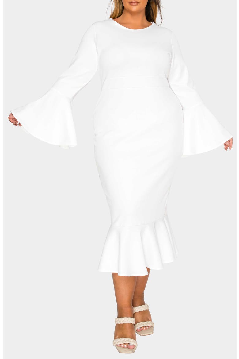 Sabrina Long Sleeve Mermaid Dress, Alternate, color, IVORY