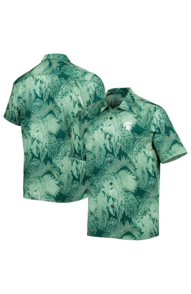 Tommy Bahama Men's Tommy Bahama Green Michigan State Spartans Big & Tall Coast Luminescent Fronds IslandZone Button-Up Camp Shirt, Alternate, color, 
