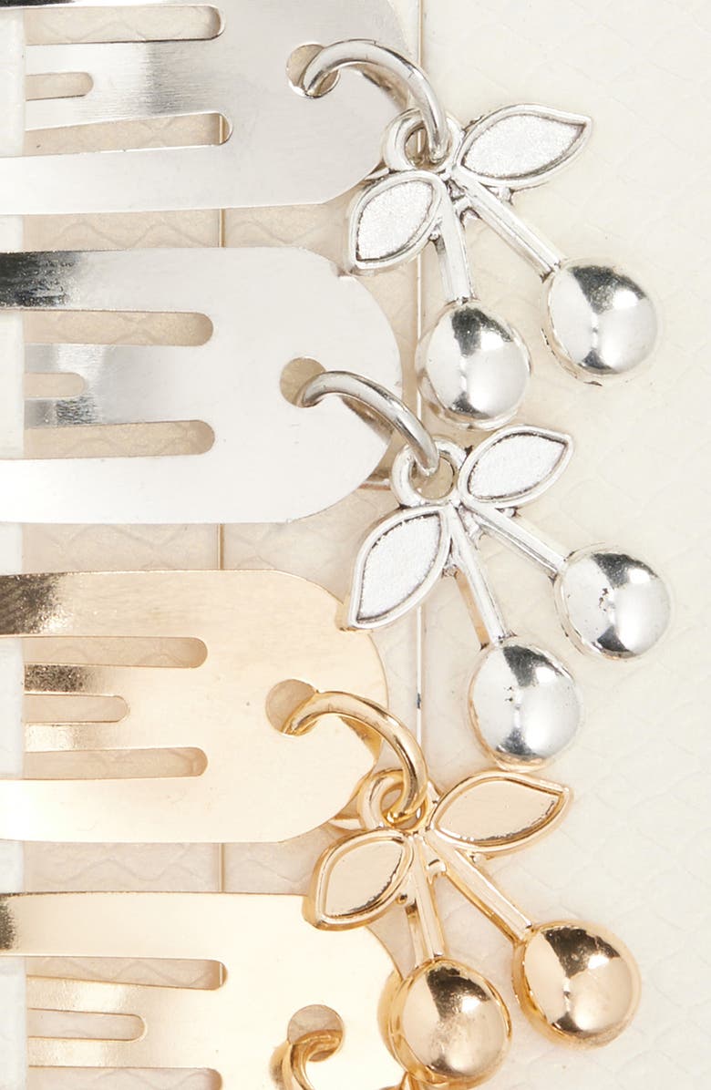 Tasha 4-Pack Cherry Snap Hair Clips, Alternate, color, Gold Silver