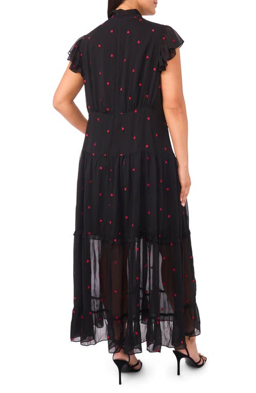Cece Tie Neck Maxi Dress In Black