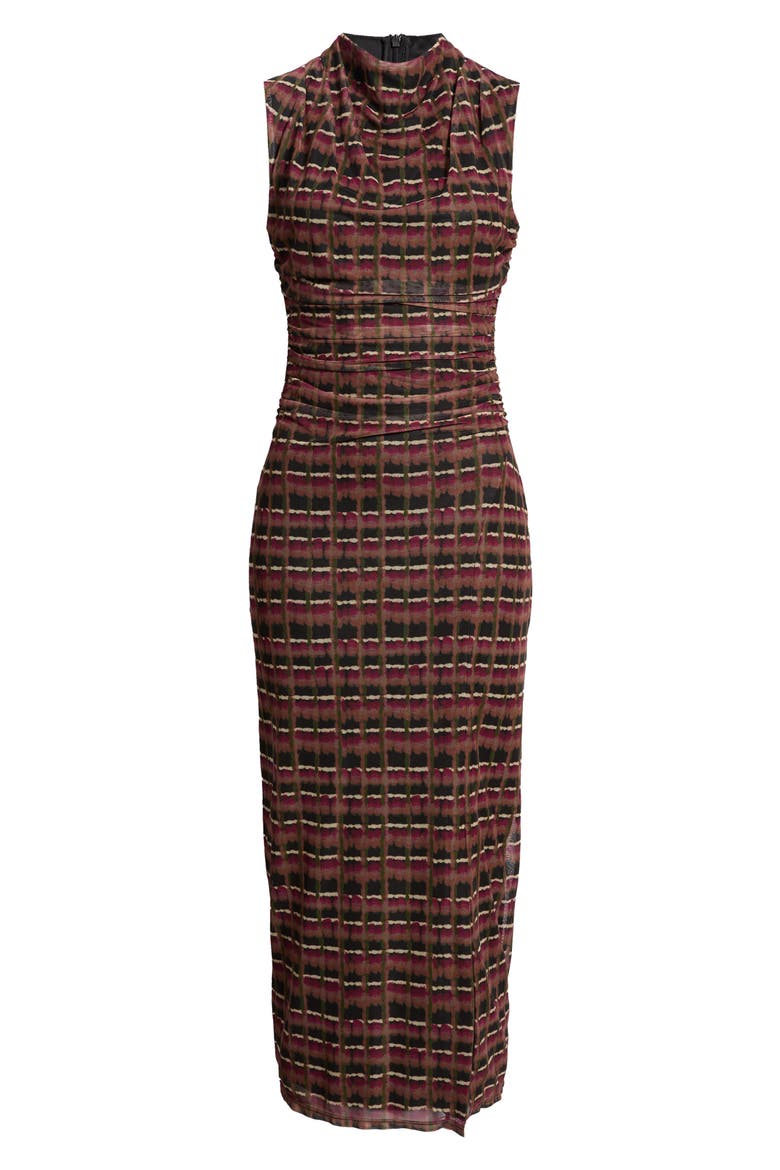 Geometric Print Mesh Sheath Dress, Alternate, color, WBK