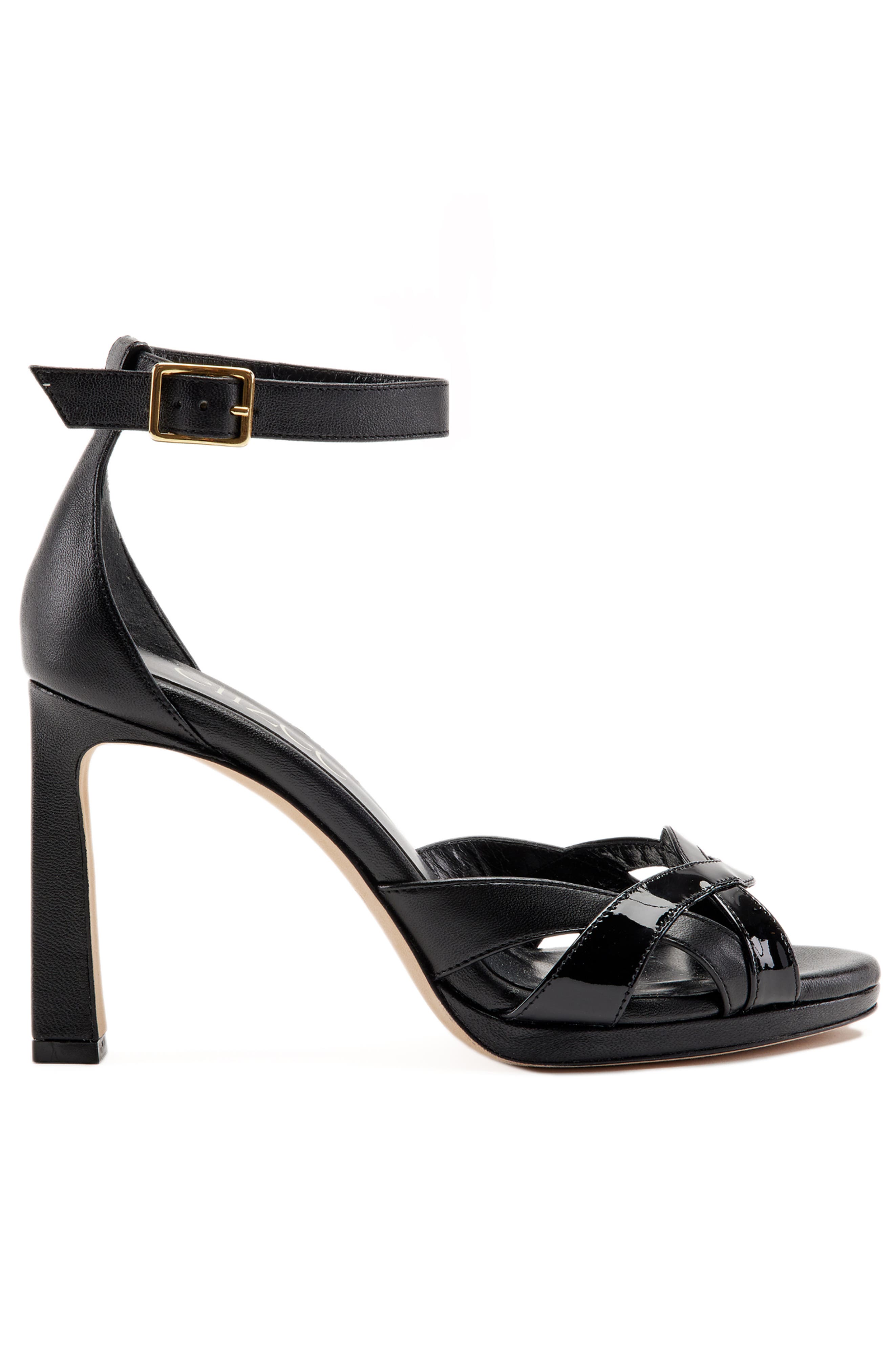 Rhea Sandal Leather Platform Heels, Alternate, color, Black