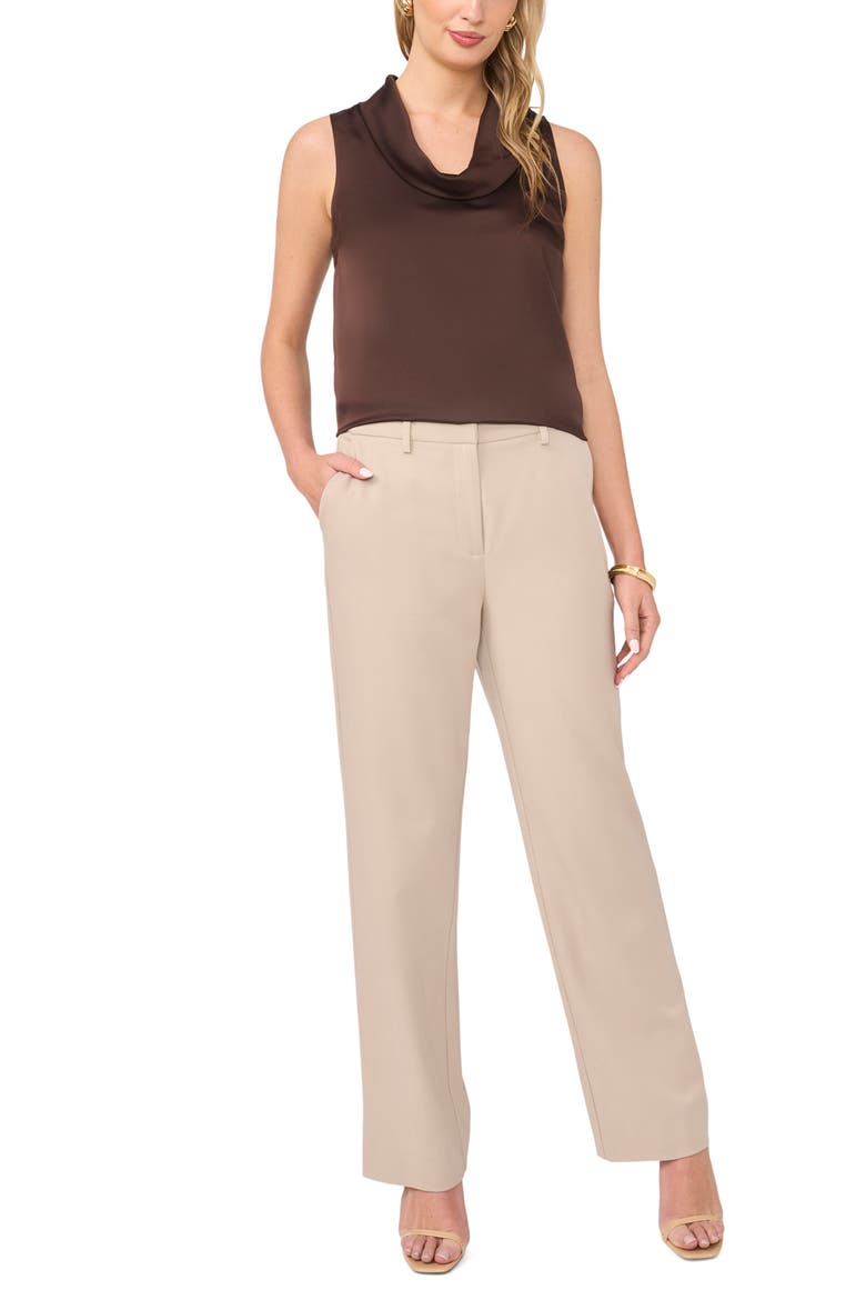 Cowl Neck Satin Charmeuse Sleeveless Top, Alternate, color, CHOCOLATE