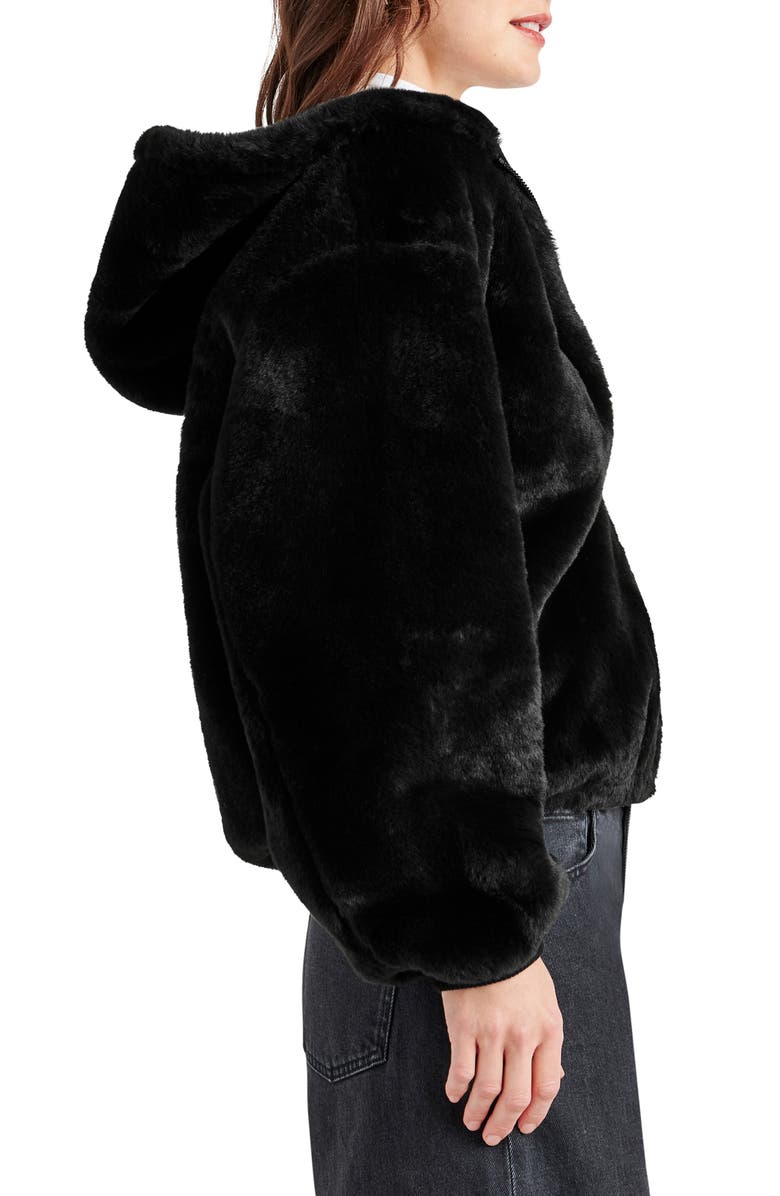 Splendid Mikki Faux Fur Hoodie, Alternate, color, Black