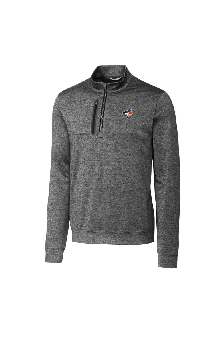 Cutter & Buck Men's Cutter & Buck  Gray Toronto Blue Jays Stealth Heathered Quarter-Zip Pullover Top, Alternate, color, 