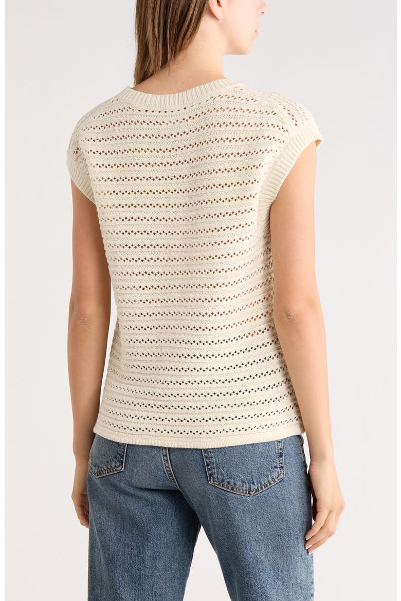 Short Sleeve Pointelle Knit Sweater, Alternate, color, IVORY DOVE