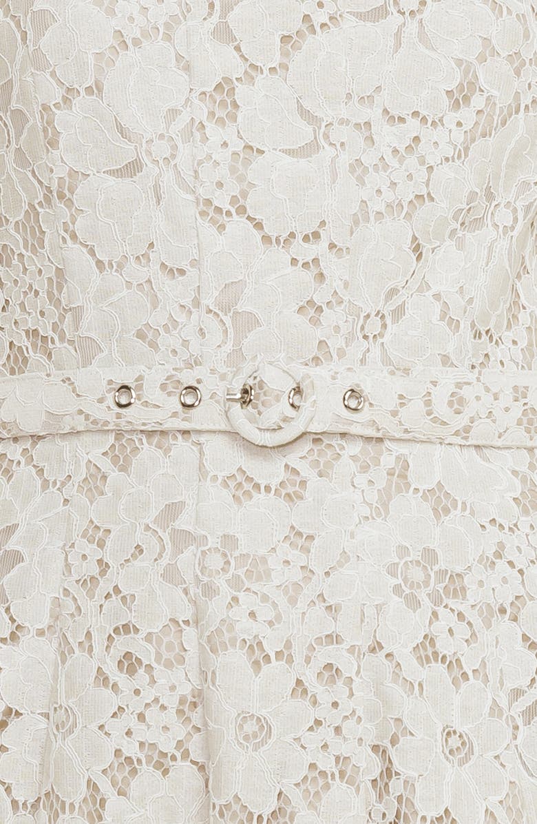 FREEMARKET Strapless Belted Cotton Blend Lace Cocktail Dress, Alternate, color, Ivory