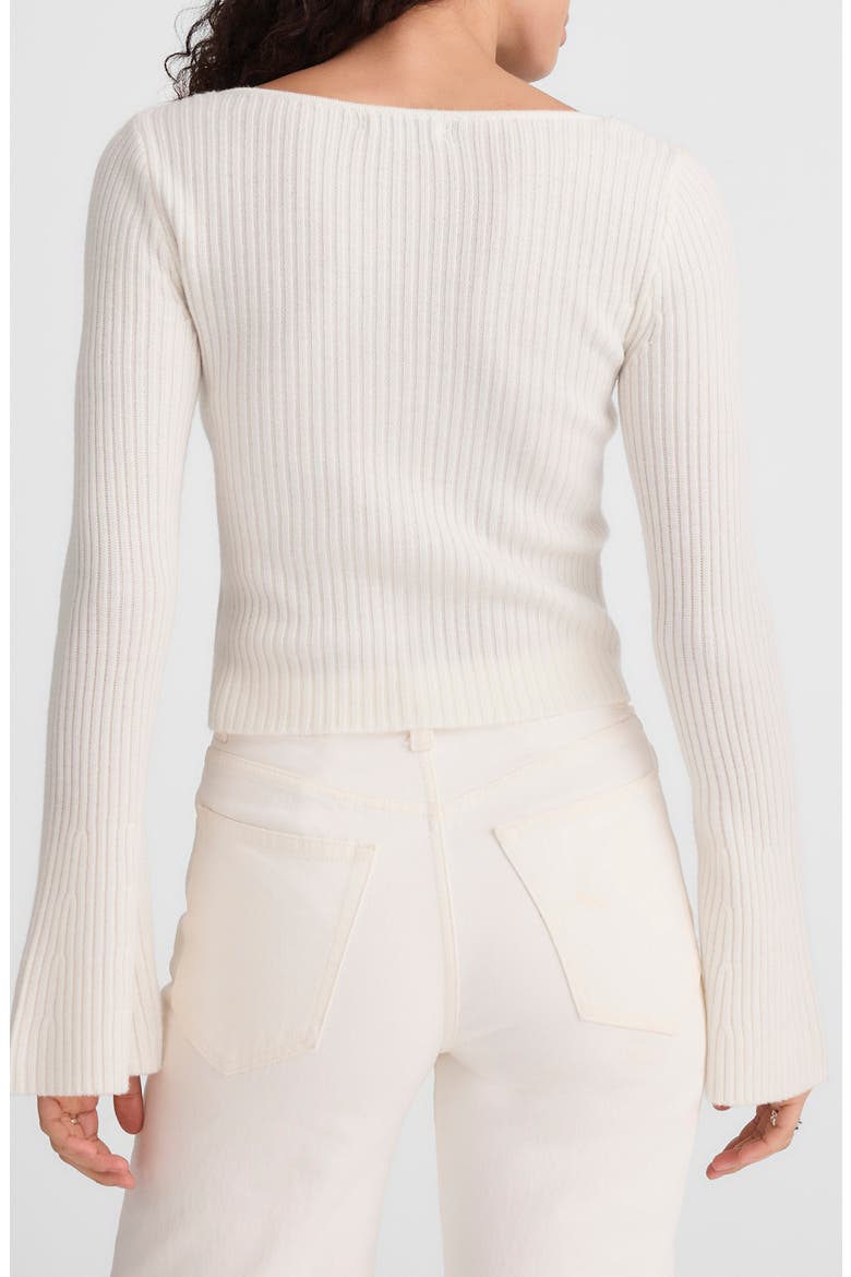 V-Neck Wool Rib Sweater Top, Alternate, color, IVORY