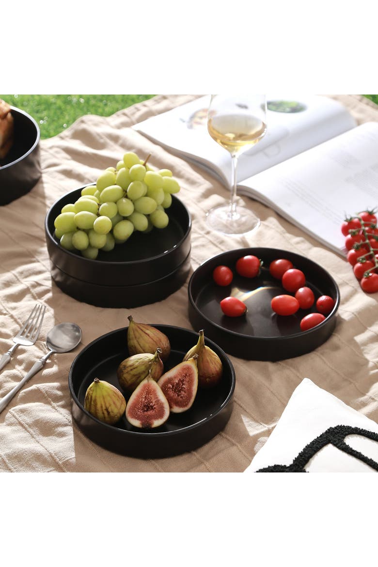Celina Stoneware 4-Piece Pasta Bowl Set, Main, color, Black
