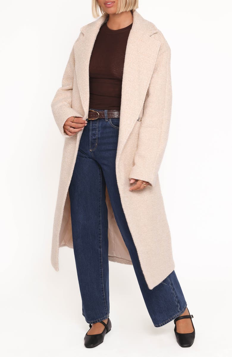 Petal & Pup Goodie Belted Faux Shearling Longline Coat, Main, color, Cream