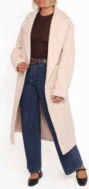 Petal & Pup Goodie Belted Faux Shearling Longline Coat