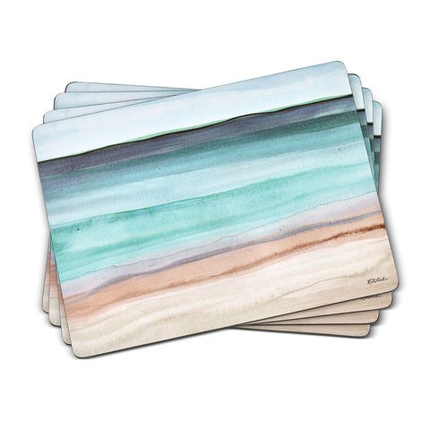 Coastal Shore Set of 4 Cork Back Placemats