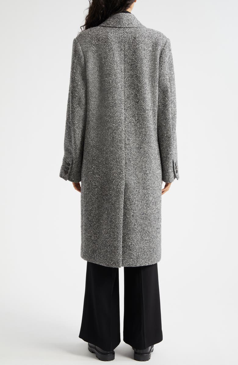 Vince Herringbone Tweed Double Breasted Coat, Alternate, color, Charcoal