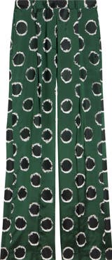 Dries Van Noten Portias Fil Coupé Polka Dot Pleated Satin Straight Leg Pants