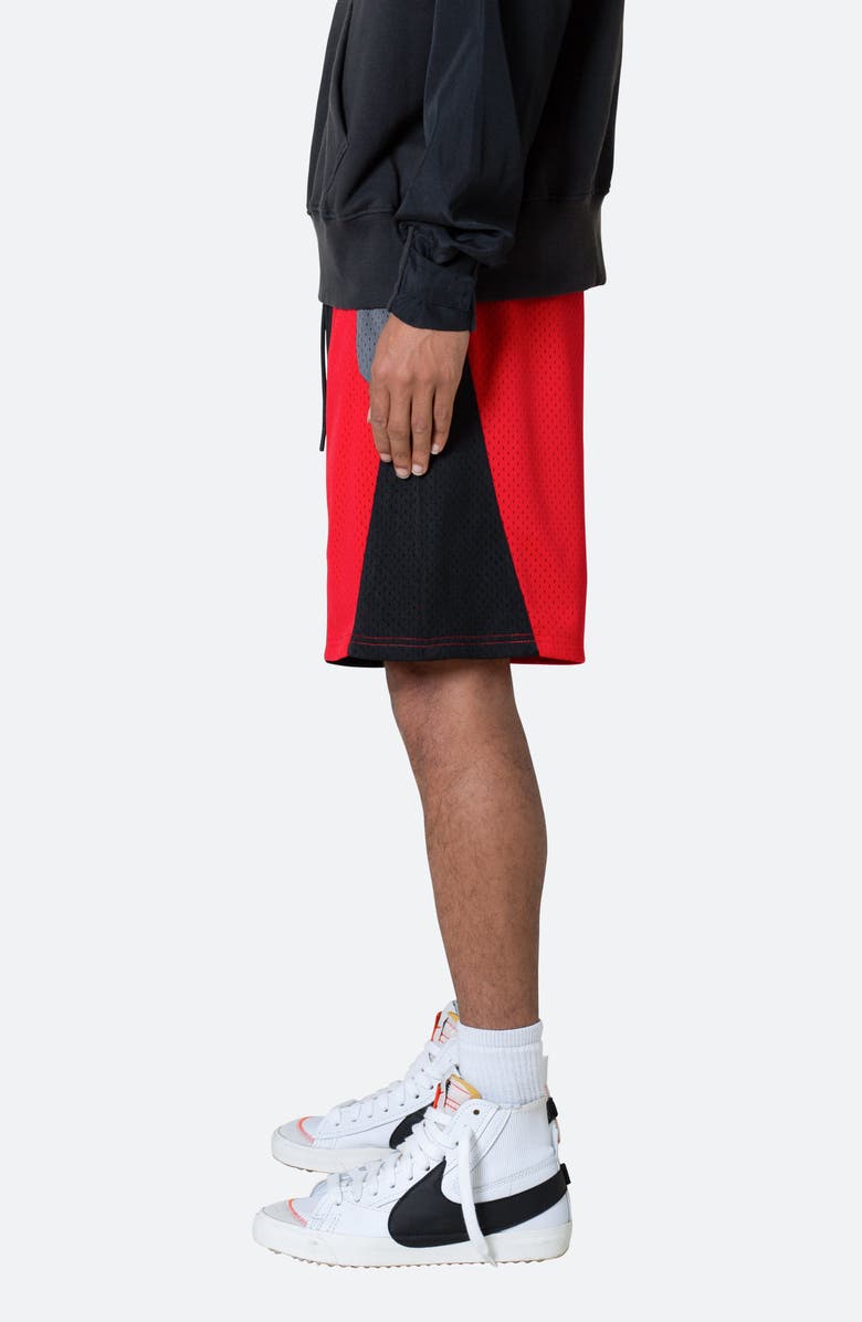 mnml Mesh Paneled Shorts, Alternate, color, Black/ Red