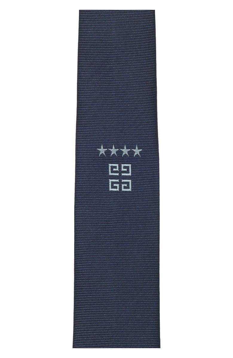 Givenchy Embroidered 4G Silk Tie, Alternate, color, Navy