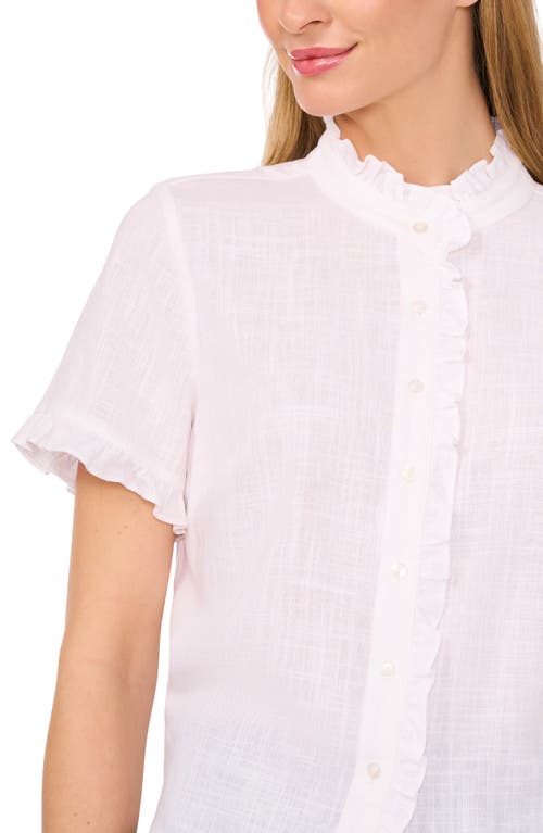 1.state Ruffle Button-up Shirt In Bright White/ultra White