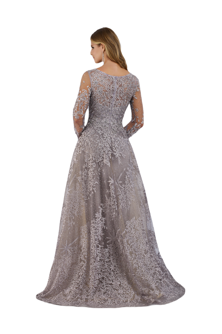 Long Sleeves Ballgown Fully Embellished, Alternate, color, Stone