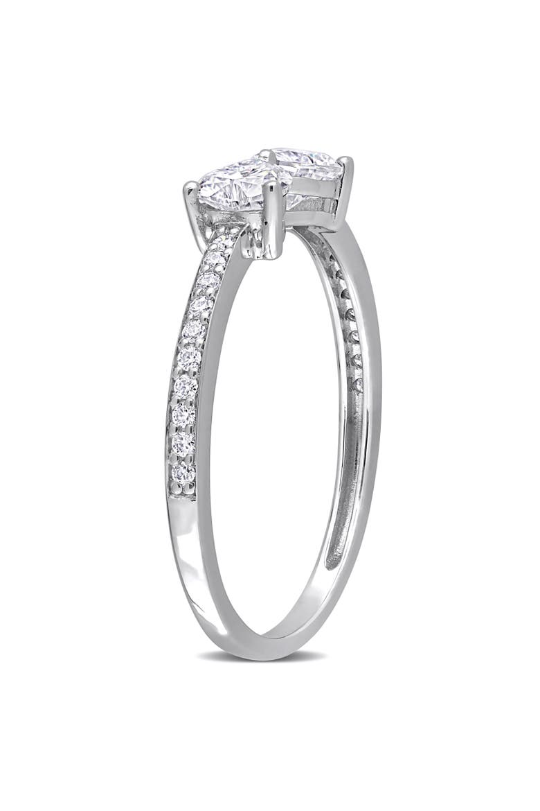 Moissanite Duo Heart Ring, Alternate, color, Sterling Silver