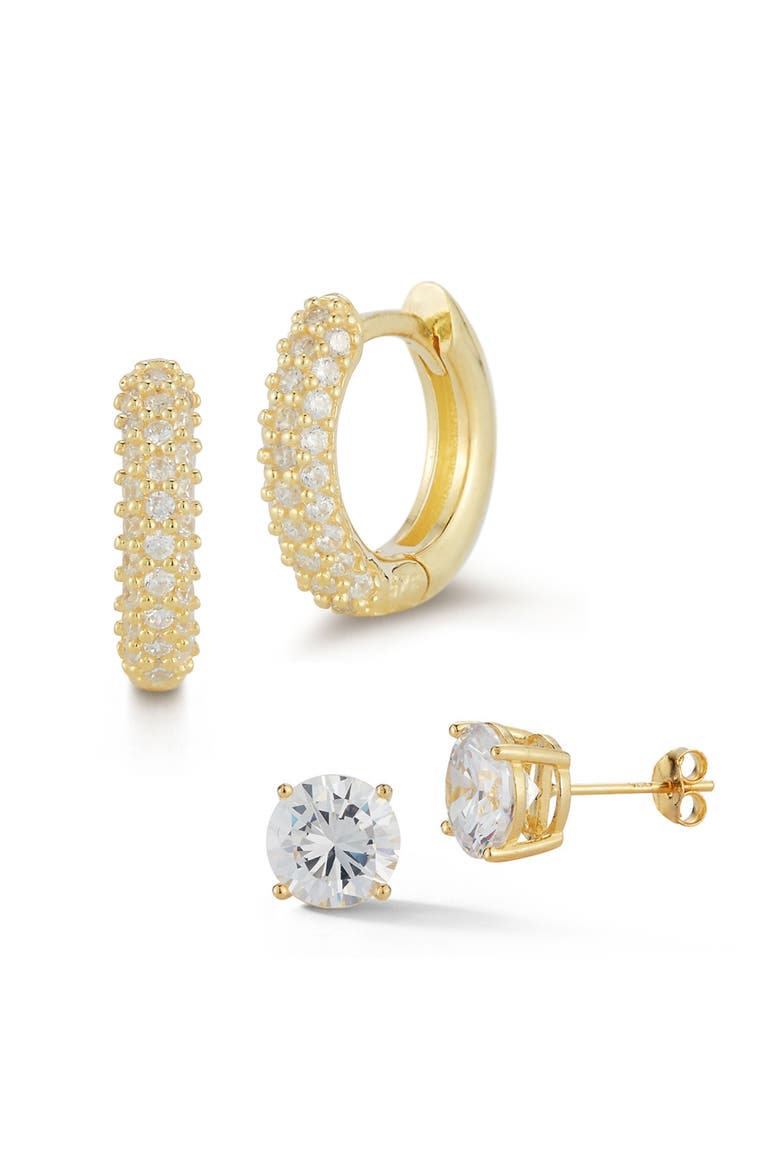 Set of 2 14K Gold Plated Silver Earrings, Main, color, GOLD