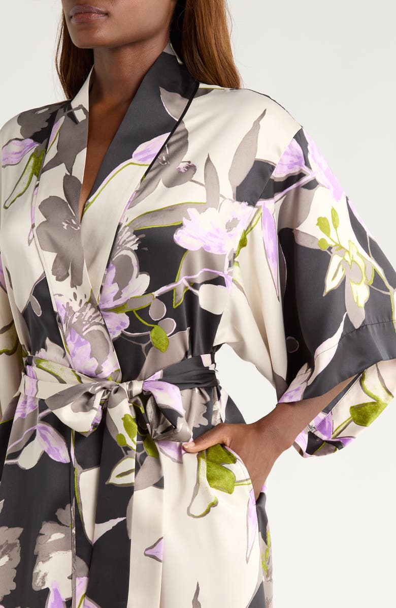 Natori Hayworth Floral Robe, Alternate, color, Black Multi