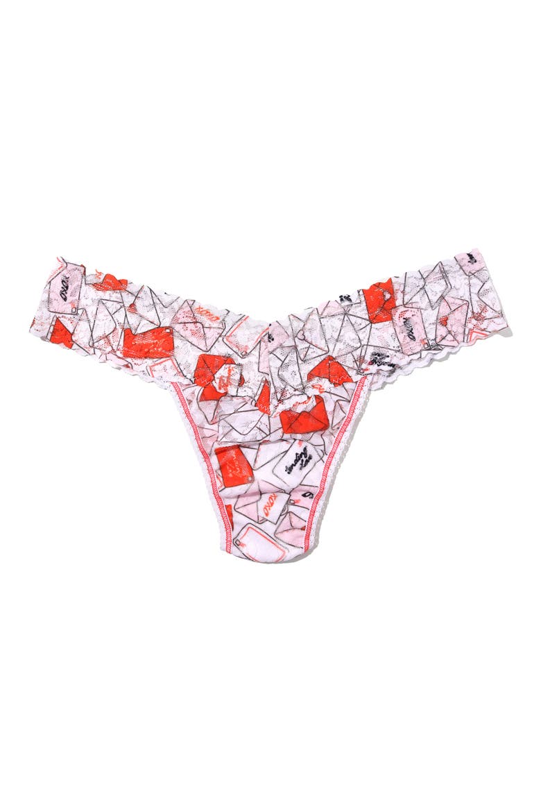 Print Low Rise Thong, Alternate, color, WITH LOVE WHITE