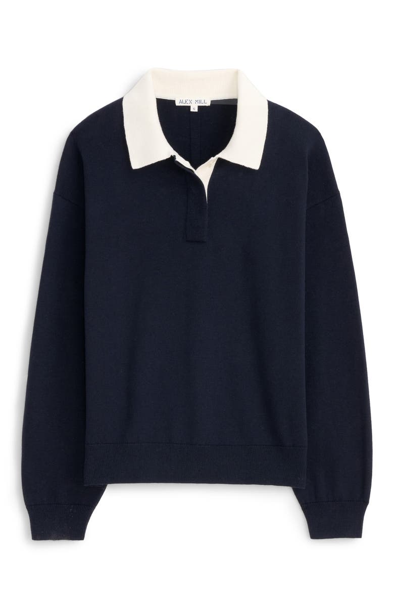Bond St. Contrast Collar Cotton & Cashmere Polo Sweater, Alternate, color, NAVY/NAVY