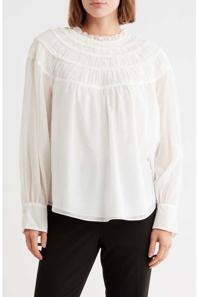 Cotton & Silk Ruched Top, Main, color, SNOW