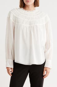 Rebecca Taylor Cotton & Silk Ruched Top
