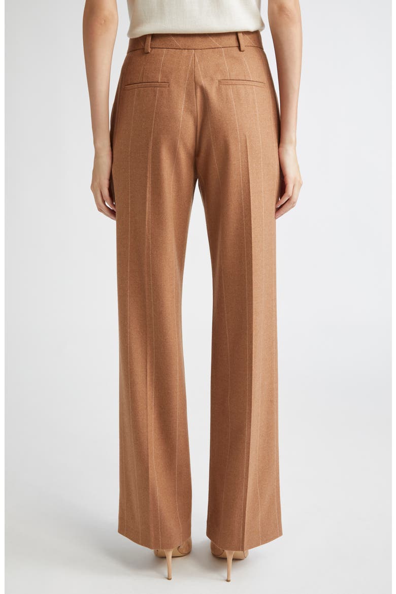 Pinstripe Wool Straight Leg Pants, Alternate, color, 157 COGNAC