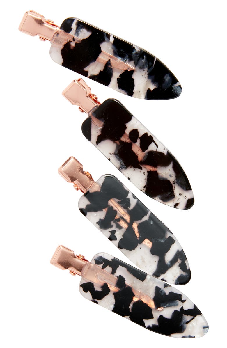 Kitsch 4-Pack Creaseless Hair Clips, Main, color, Black Terrazzo