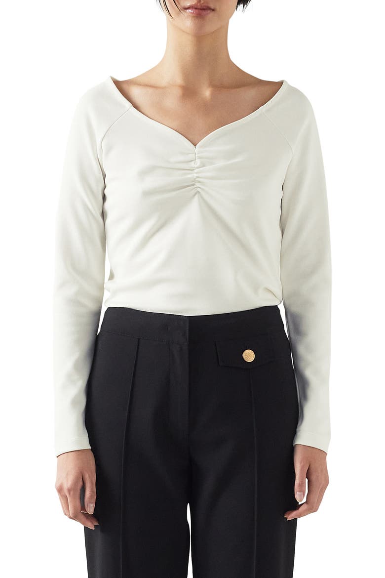Anabella Long Sleeve Jersey Top, Main, color, IVORY