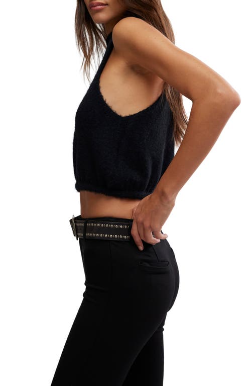 Free People Warm Fluff Crop Sweater Tank In Black