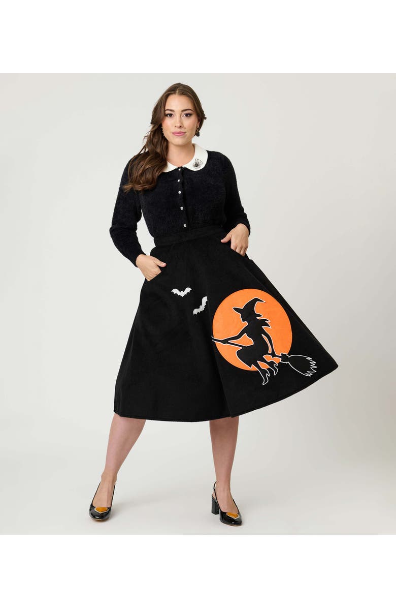 Unique Vintage High Waist Soda Shop Swing Skirt, Alternate, color, Black/Misc