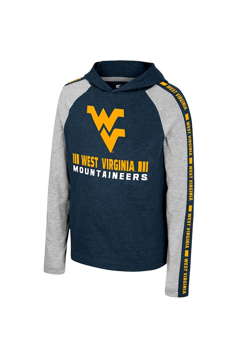 Youth Colosseum Navy West Virginia Mountaineers Ned Raglan Long Sleeve Hooded T-Shirt, Alternate, color, Navy