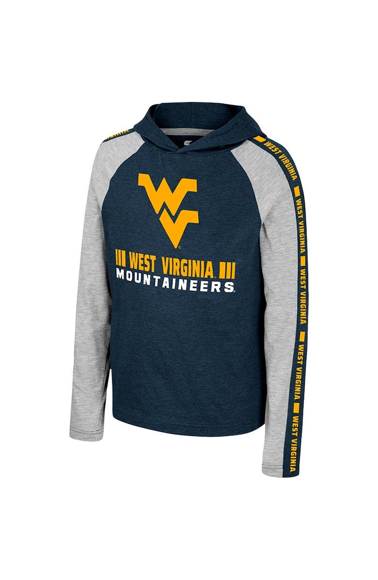 COLOSSEUM Youth Colosseum Navy West Virginia Mountaineers Ned Raglan Long Sleeve Hooded T-Shirt, Alternate, color, Navy