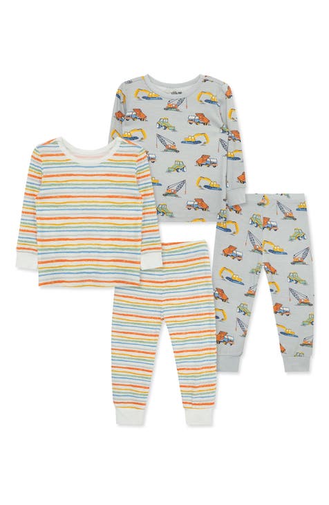 Construction Print Fitted 4-Piece Pajamas (Baby)