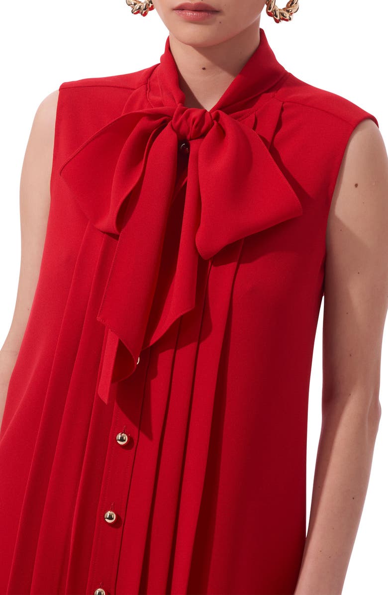 Carolina Herrera Pleat Front Tie Neck Minidress, Alternate, color, 