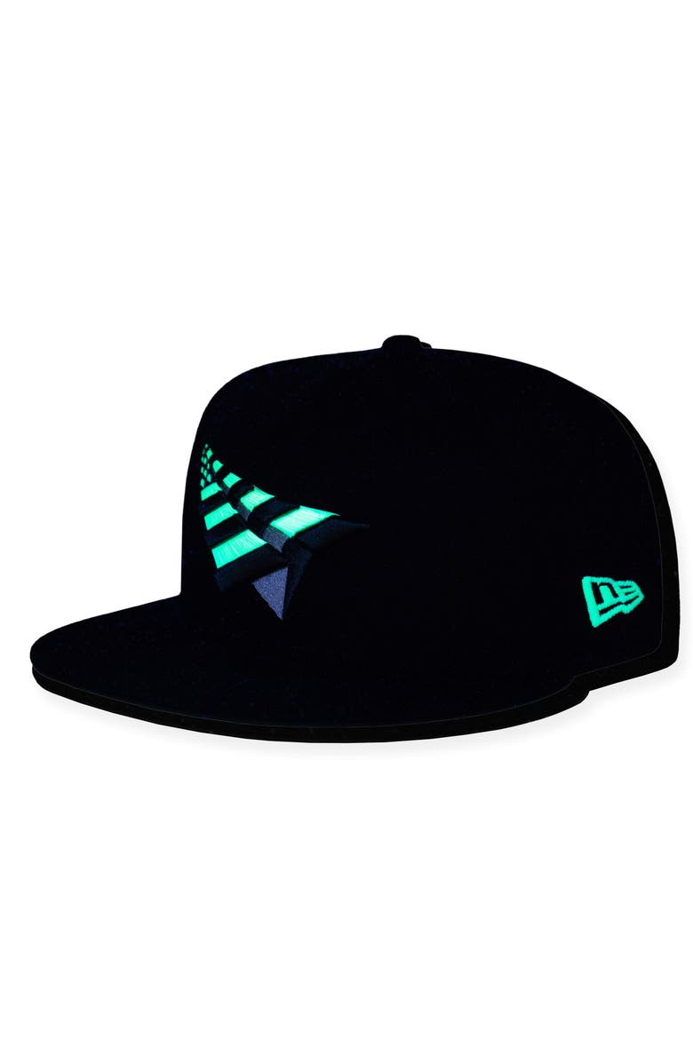 PAPER PLANES The Original Glow in the Dark 9FIFTY Twill Snapback Cap, Main, color, Black