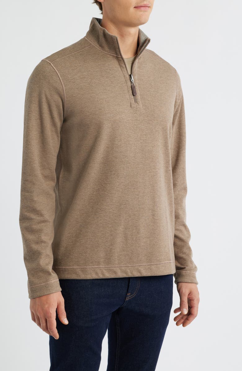 Johnston & Murphy Icon Reversible Quarter Zip, Alternate, color, Oatmeal/ Light Gray