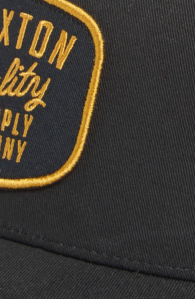 Brixton Hubal Netplus<sup>®</sup> Embroidered Logo Patch Snapback Trucker Hat, Alternate, color, Black/ Black