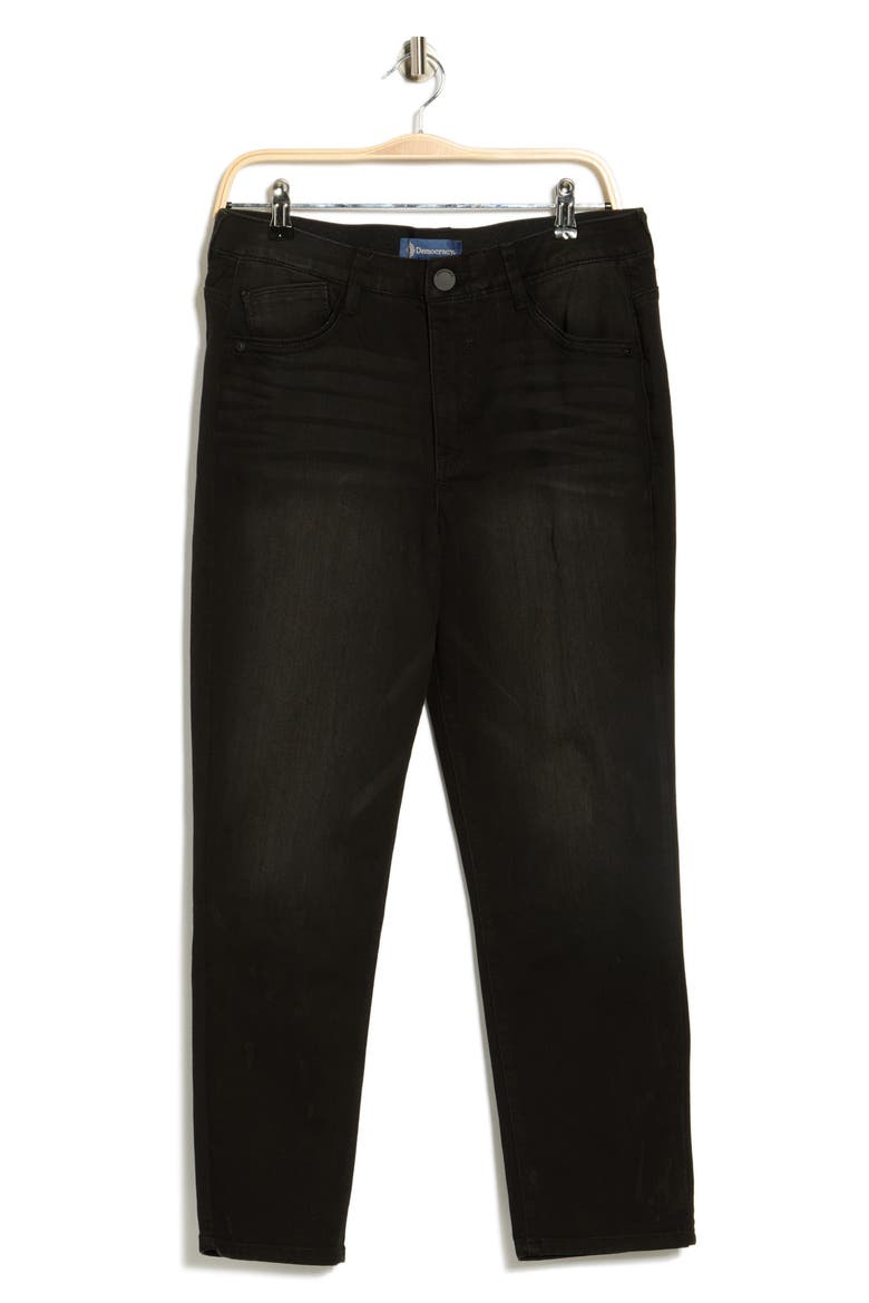 'Ab'Solution High Waist Straight Leg Jeans, Alternate, color, BLACK