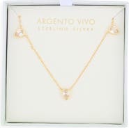 Argento Vivo Sterling Silver CZ Teardrop Station Chain Necklace