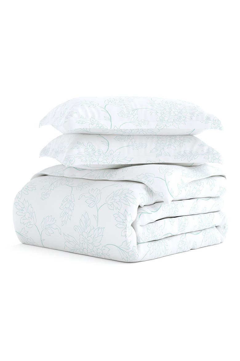 Premium Ultra Soft Vine Pattern 3-Piece Duvet Cover Set, Main, color, AQUA