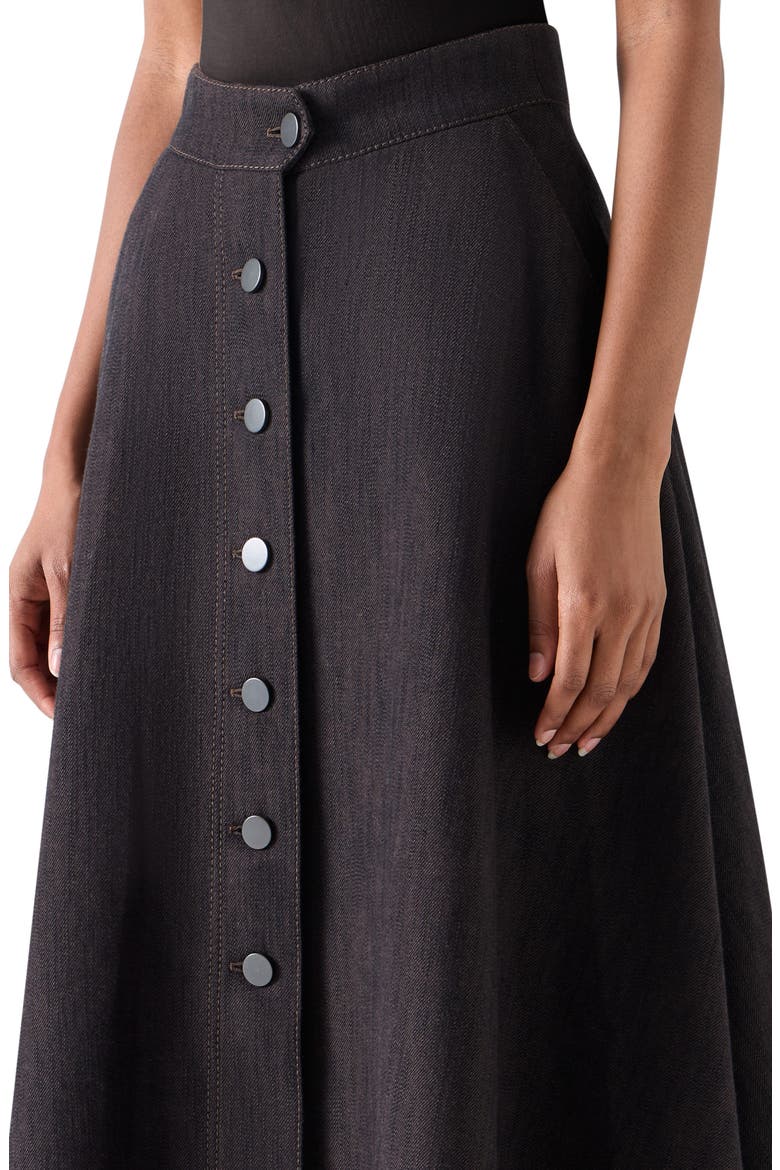 Flared Denim Midi Skirt, Alternate, color, ESPRESSO