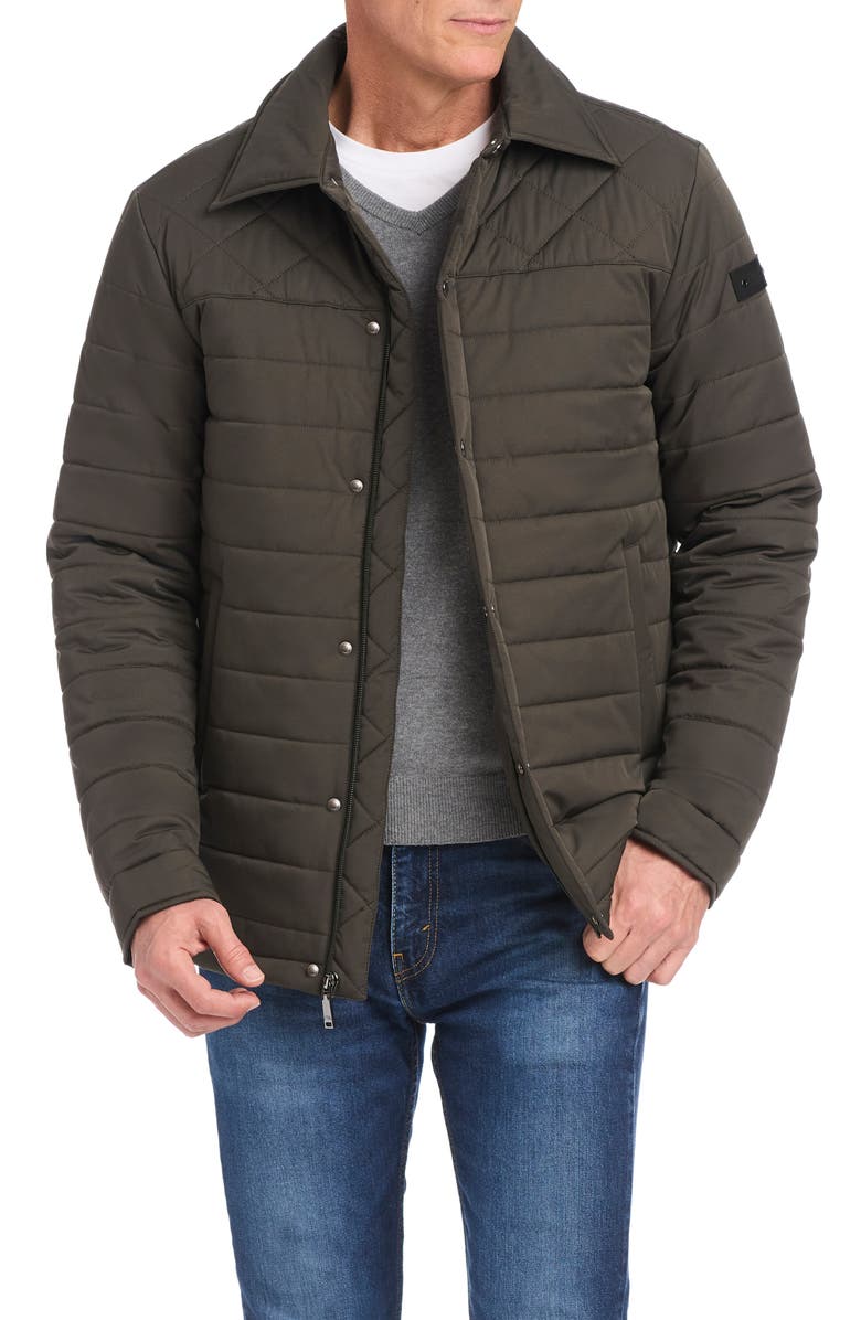 Vince Camuto Quilted Shirt Jacket, Alternate, color, Dark Olive