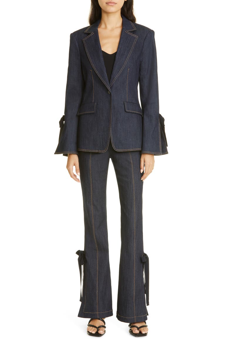 Lou Tie Cuff Denim Blazer, Alternate, color, INDIGO
