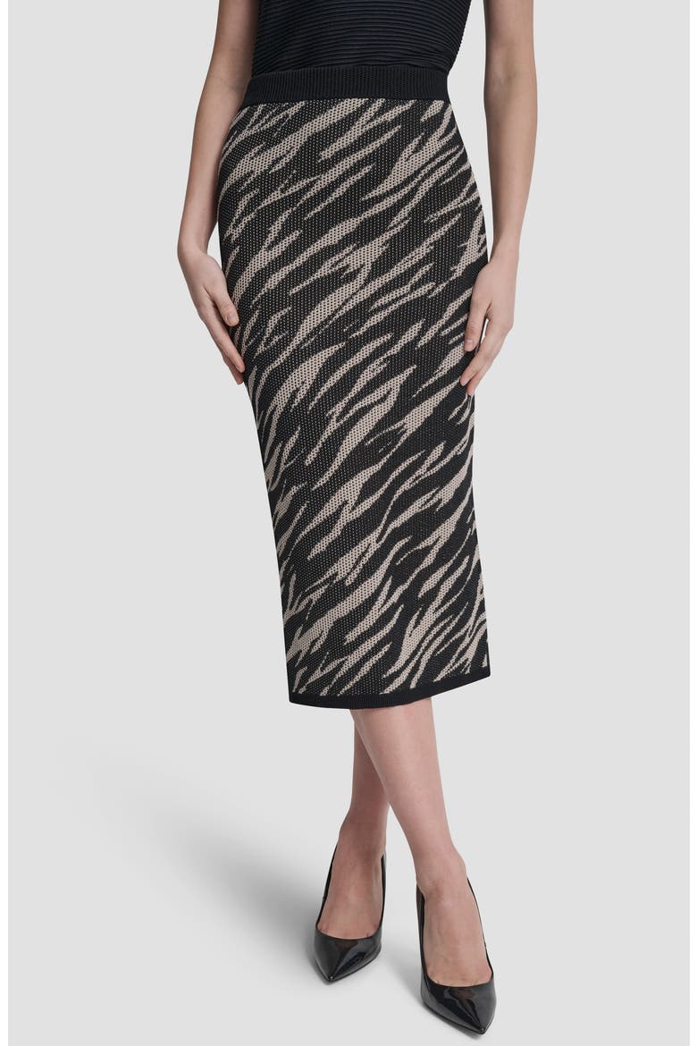 Zebra Jacquard Stitch Pencil Skirt, Main, color, CONCRETE ANIMAL