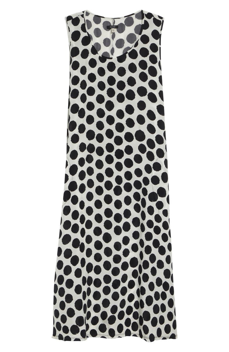 R13 Sleeveless Polka Dot Cupro Midi Dress, Alternate, color, White With Black Polka Dot