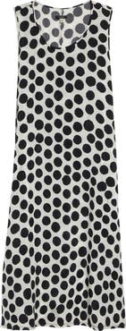 R13 Sleeveless Polka Dot Cupro Midi Dress
